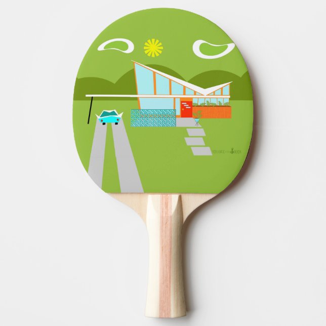 Retro Handflatan Vår House Ping Pong Paddle Pingisracket (Framsidan)