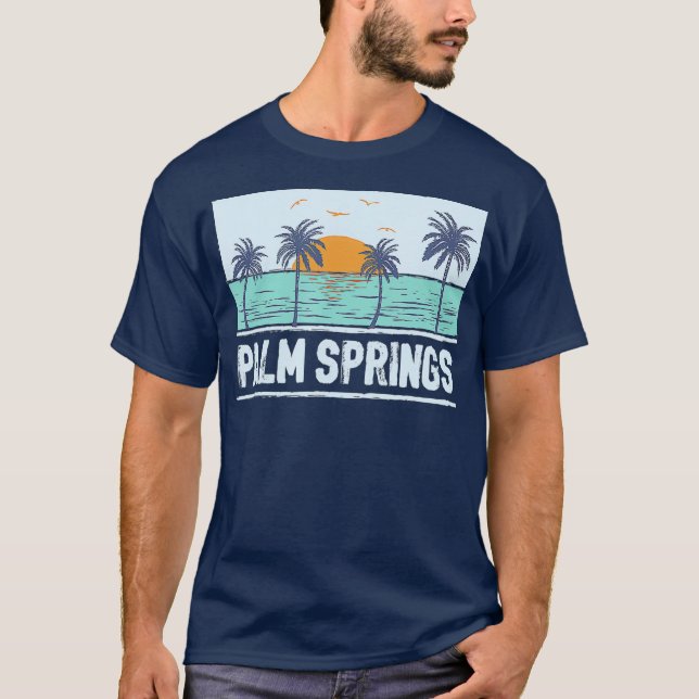 Retro Handflatan Vår Kalifornien Tropical Sunset T Shirt (Framsida)