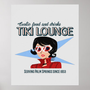 Retro Handflatan Vår Tiki Lounge Print on Brown Poster