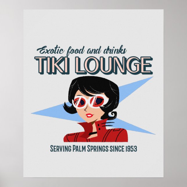 Retro Handflatan Vår Tiki Lounge Print on Brown Poster (Framsidan)