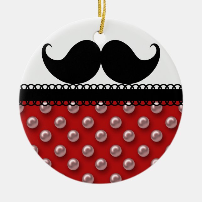Retro HandlebarmustaschMoustache Julgransprydnad Keramik (Framsidan)