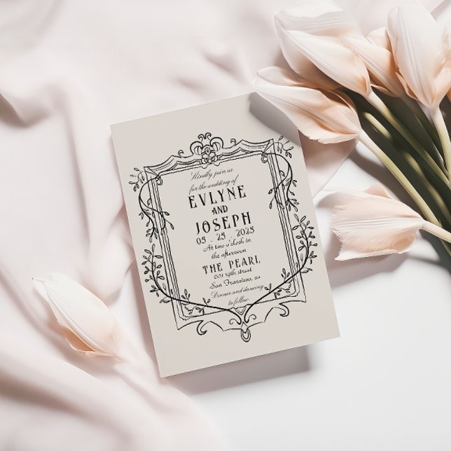 Retro Handmade Victorian Baroque Ornament Bröllop Inbjudningar (Skapare uppladdad)