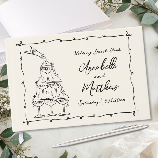 Retro Handritad Bröllop Gästböcker (Retro Hand Drawn Wedding Guest Book)