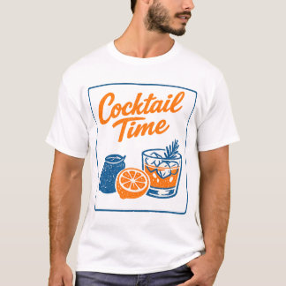 Retro Handritad Cocktail Time Citroner Bar Konst T Shirt