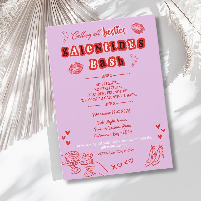 Retro Handritad Galentine Alla Hjärtans Dag Inbjudningar (Skapare uppladdad)