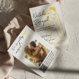 Retro Handritad Sommar QR-kod Foto Bröllop Inbjudningar