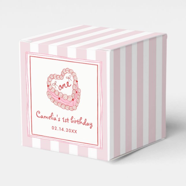 Retro Handritad Valentine Flicka Första Födelsedag Presentaskar (Framsidan Sidan)