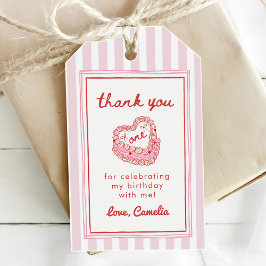 Retro Handritad Valentine Flicka Första Födelsedag Presentetikett