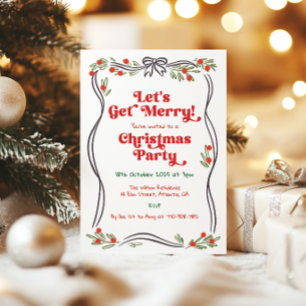 Retro Handritad Whimsical Julfest Inbjudningar