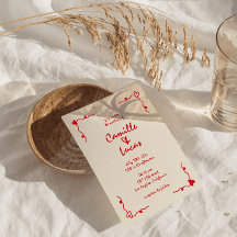 Retro Handskriftlig Whimsical Red Bröllop