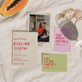 Retro-handskriven, färglös, modern, unik Bröllop Inbjudningar