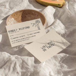 Retro Handskriven ritad unik Trendig Bröllop OSA Kort