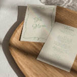 Retro-handskriven Whimsical Modern Unik Bröllop Meny<br><div class="desc">En unik grönt,  modern,  handskriven bröllop-middagsmeny. Med chicens malldesign för boho vintage beige mjölkaktig bakgrund och handskriven textlayout för grönt. Perfekt och matchning med hela sviten.</div>
