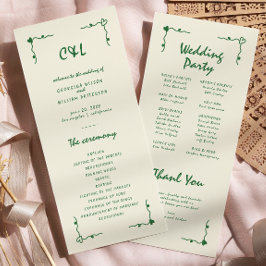 Retro Handskrivet platt program för visuell Grönt