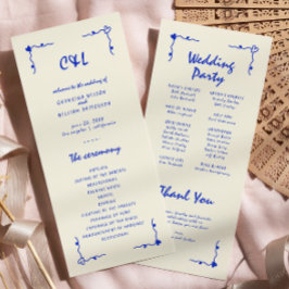 Retro Handskrivet Whimsical Blue Flat Program