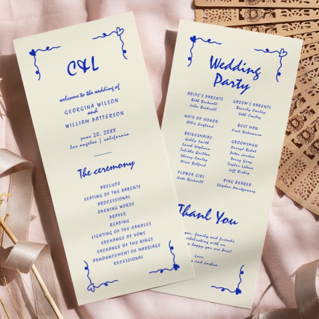 Retro Handskrivet Whimsical Blue Flat Program (Skapare uppladdad)