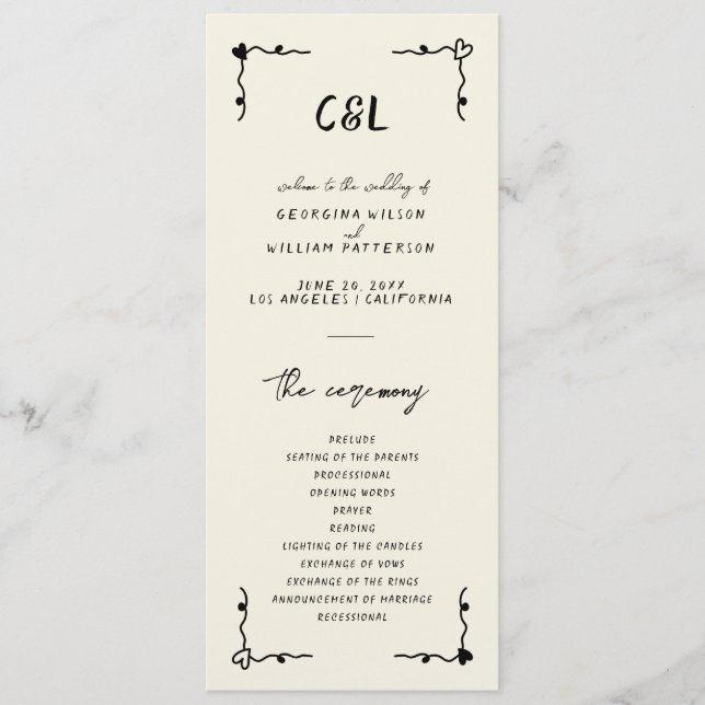 Retro-handskrivet Whimsical Flat-program Program (Framsida)