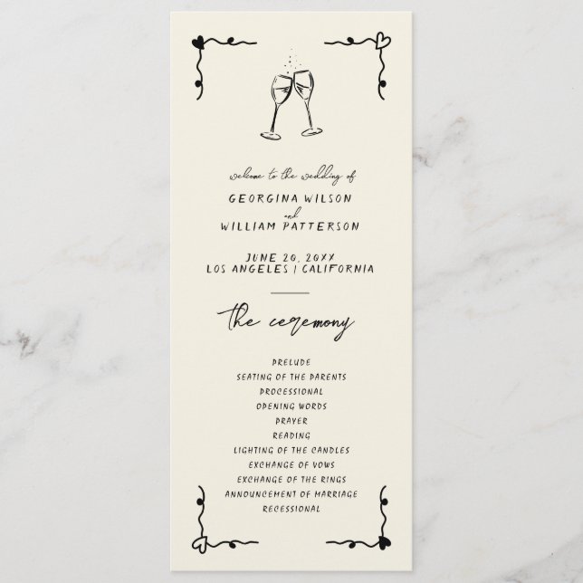 Retro-handskrivet Whimsical Flat-program Program (Framsida)