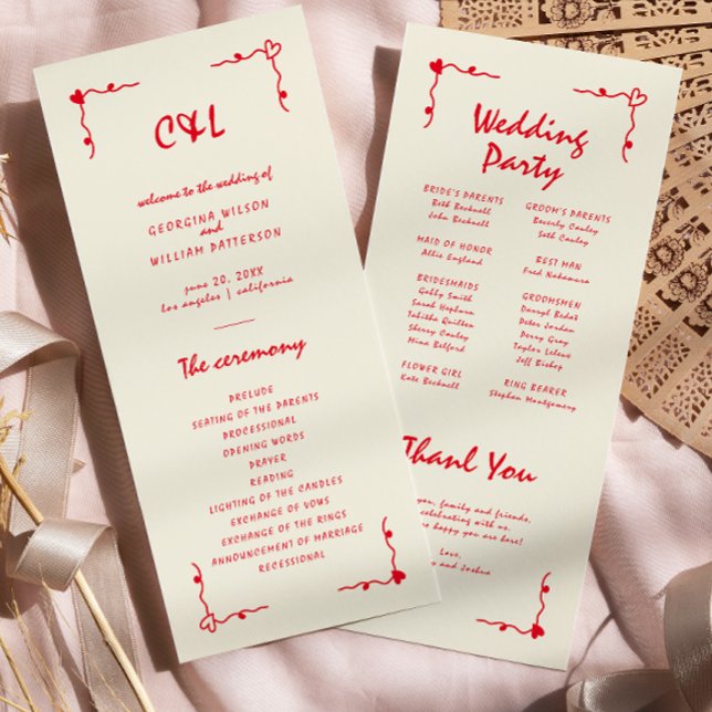 Retro Handskrivet Whimsical Red Flat-program Program (Skapare uppladdad)