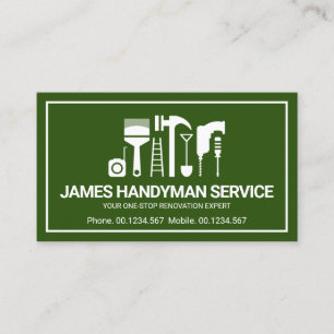Retro Handyman Verktyg Motif, Odd Jobs Worker Visitkort