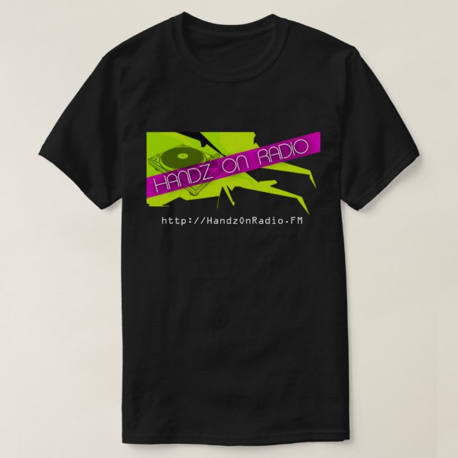 Retro Handz radiosände på den svart utslagsplatsen Tee (Design framsida)