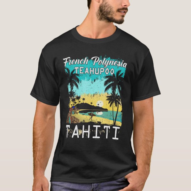 Retro  Hang Ten California Surfing Crew T Shirt (Framsida)