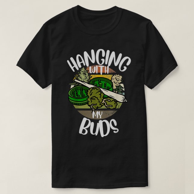 Retro hänger med min buds fina pothead Distresse T Shirt (Design framsida)