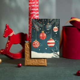 Retro Hanging Ornaments Red White Baubles Julafton Julkort