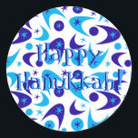 Retro Hanukkah Boomerangs Runt Klistermärke<br><div class="desc">Retro boomerang Hanukkah-klistermärken.</div>