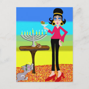 Retro Hanukkah och en Martini Helg Vykort