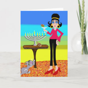 Retro Hanukkah och en Martini Helgkort