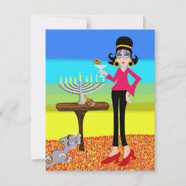 Retro Hanukkah och Martini Julkort