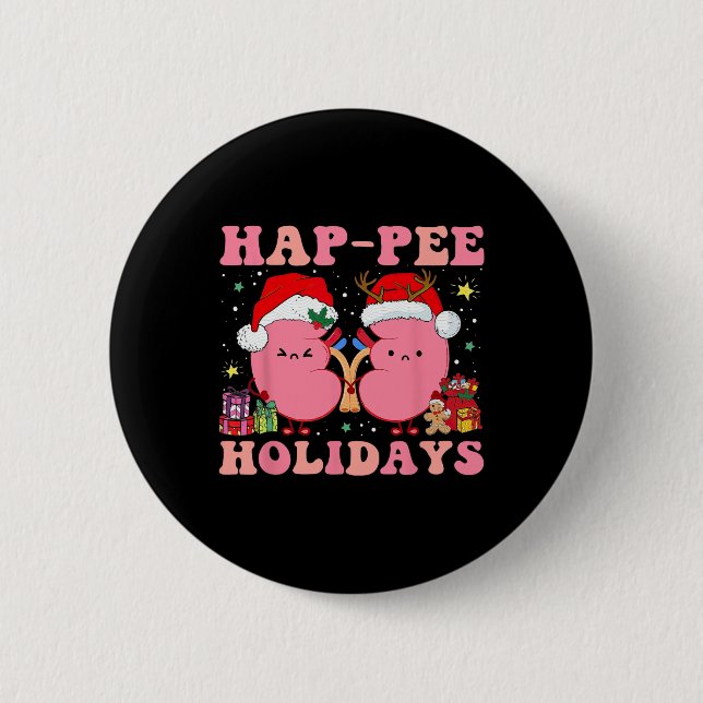Retro Hap Pee-Helgdagar jul Dialys Nurse Ki Knapp (Framsida)