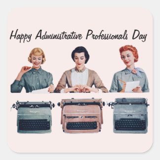 Retro Happy Administrative Professionals Day  Fyrkantigt Klistermärke