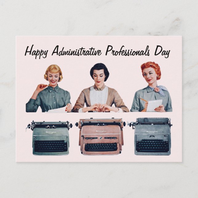 Retro Happy Administrative Professionals Day  Vykort (Framsida)