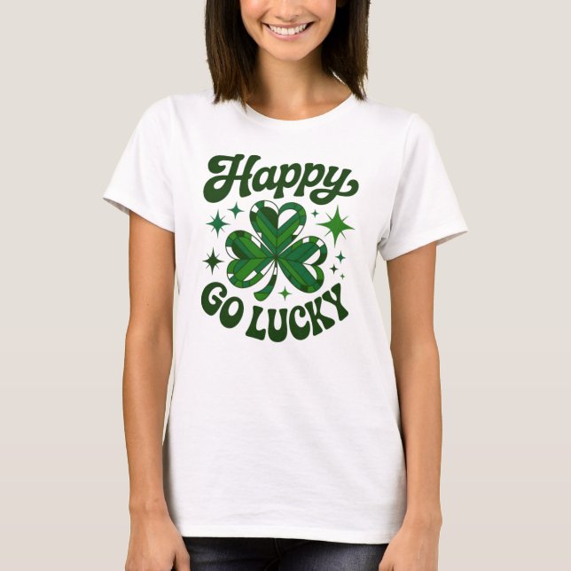 Retro Happy Go Lucky St. Patrick’s Day Shamrock Gr T Shirt (Framsida)