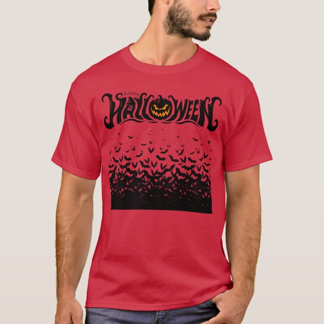 Retro happy halloween Fladdermus T Shirt (Framsida)