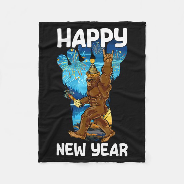 Retro Happy New Year 2026 Bigfoot Lovers New Years Fleecefilt (Framsidan)