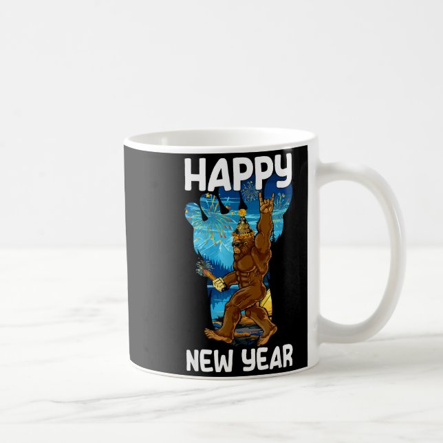 Retro Happy New Year 2026 Bigfoot Lovers New Years Kaffemugg (Höger)