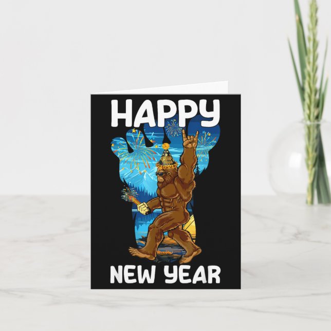 Retro Happy New Year 2026 Bigfoot Lovers New Years Kort (Framsida)
