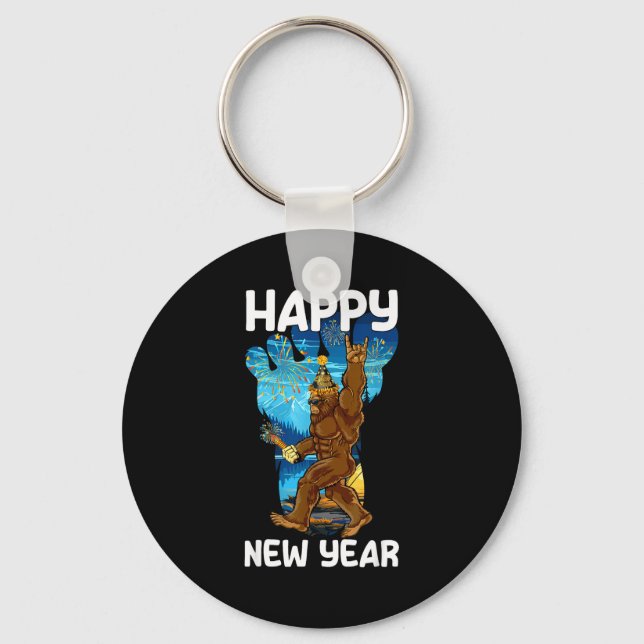 Retro Happy New Year 2026 Bigfoot Lovers New Years Nyckelring (Framsida)