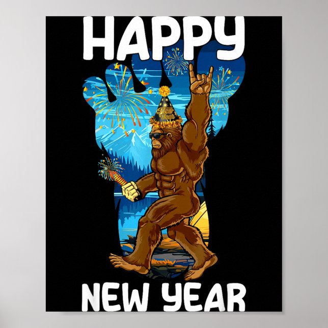 Retro Happy New Year 2026 Bigfoot Lovers New Years Poster (Framsidan)