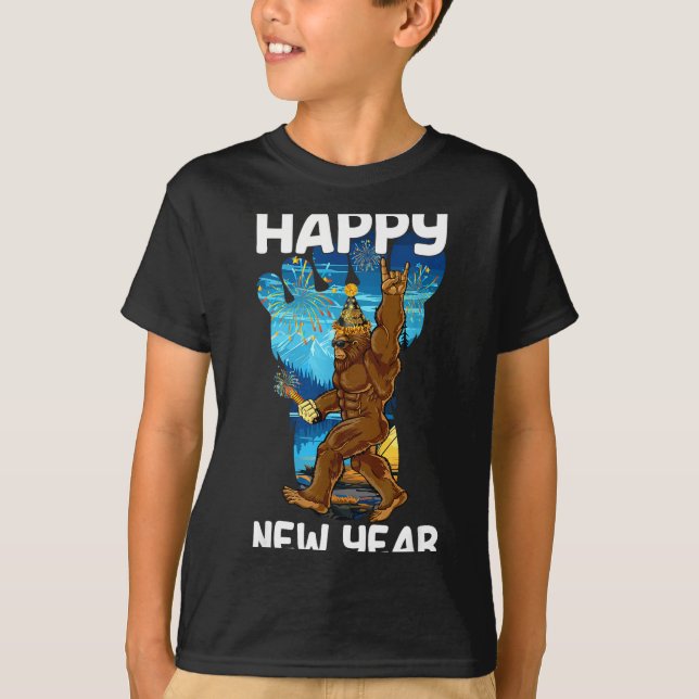 Retro Happy New Year 2026 Bigfoot Lovers New Years T Shirt (Framsida)
