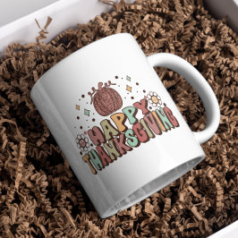 Retro Happy thanksgiving Mugg, FamiljeThanksgiving Kaffemugg