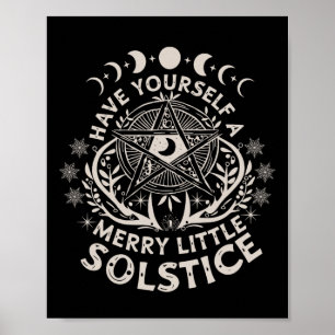 Retro har dig själv en mycket liten solstice Yule Poster
