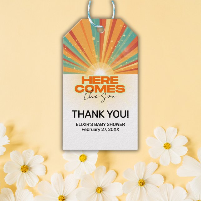 Retro här kommer barnskåran presentetikett (Skapare uppladdad)