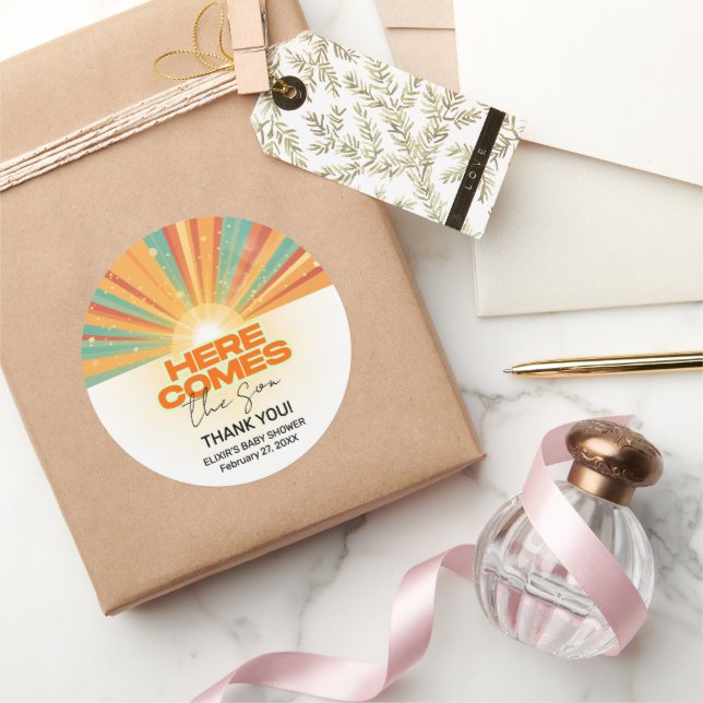 Retro här kommer barnskåran runt klistermärke (Gåvor)