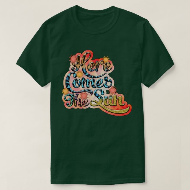 Retro här kommer Blommigtens sommarfamilj i Sol, V T Shirt (Design framsida)