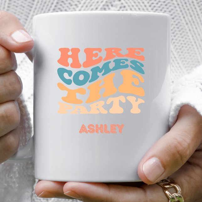 Retro Här kommer festen Sängvätningskopp Kaffemugg (Skapare uppladdad)