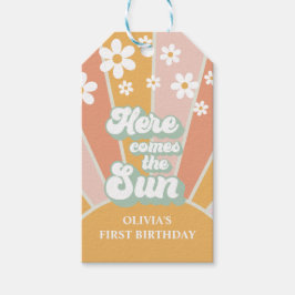 Retro Här kommer solen Daisy boho födelsedag Presentetikett